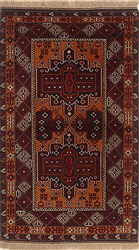 Afghan Kazak Orange Rectangle 4x6 ft Wool Carpet 19912