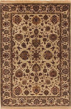 Indian Kashan Beige Rectangle 4x6 ft Wool Carpet 19950