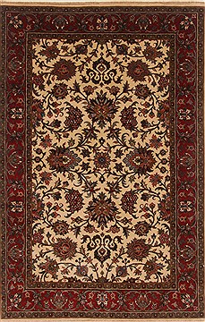 Indian Kashmar White Rectangle 4x6 ft Wool Carpet 19972