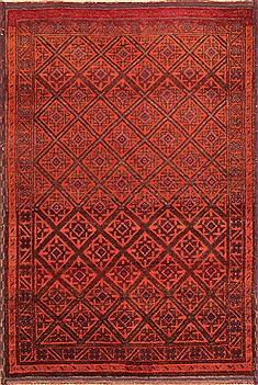 Persian Baluch Orange Rectangle 5x7 ft Wool Carpet 19996