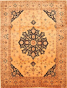Romania Tabriz Beige Rectangle 9x12 ft Wool Carpet 20004