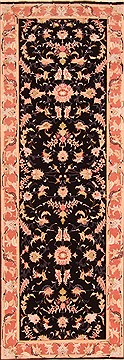 Persian Tabriz Black Runner 6 to 9 ft Wool Carpet 20007