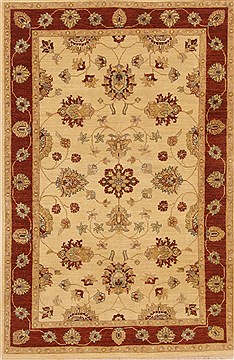 Indian Chobi Beige Rectangle 4x6 ft Wool Carpet 20029