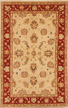 Pakistani Chobi Beige Rectangle 4x6 ft Wool Carpet 20042