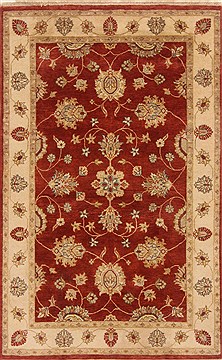Indian Chobi Red Rectangle 4x6 ft Wool Carpet 20045