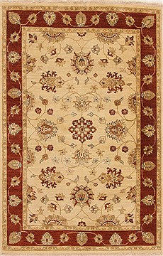 Indian Chobi Beige Rectangle 4x6 ft Wool Carpet 20071