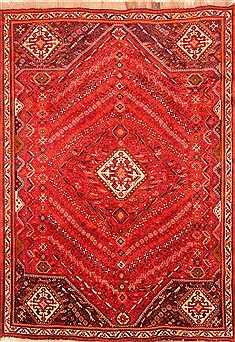 Qashqai Red Hand Knotted 6'11" X 9'8"  Area Rug 100-20185