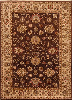 Indian Agra Brown Rectangle 5x7 ft Wool Carpet 20333