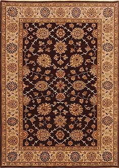 Indian Agra Brown Rectangle 5x8 ft Wool Carpet 20370
