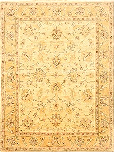 Pakistani Pishavar Beige Rectangle 5x7 ft Wool Carpet 20459