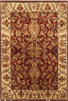 Indian Agra Red Rectangle 4x6 ft Wool Carpet 20492