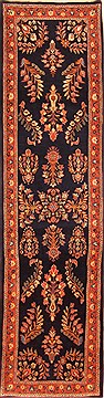 Sarouk Blue Runner Hand Knotted 2'7" X 9'6"  Area Rug 100-20513