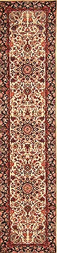Tabriz White Runner Hand Knotted 2'4" X 10'0"  Area Rug 100-20540