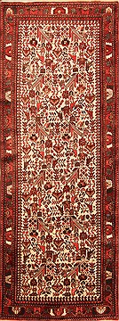 Malayer Beige Runner Hand Knotted 3'7" X 10'10"  Area Rug 100-20559