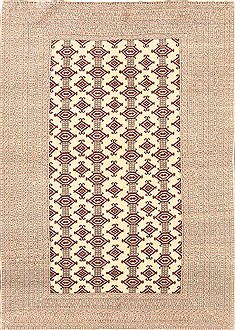 Indian Bokhara Beige Rectangle 4x6 ft Wool Carpet 20602