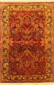 Indian Agra Red Rectangle 4x6 ft Wool Carpet 20603