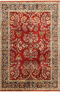Indian sarouk Red Rectangle 4x6 ft Wool Carpet 20613