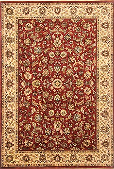 Indian sarouk Red Rectangle 4x6 ft Wool Carpet 20617