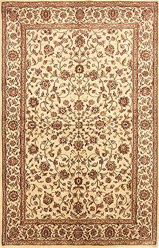 Indian sarouk Beige Rectangle 4x6 ft Wool Carpet 20629