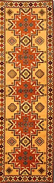 Turkish Kazak Yellow Runner 6 to 9 ft Wool Carpet 20638