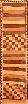Persian Gabbeh Beige Runner 13 to 15 ft Wool Carpet 20647