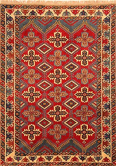 Turkish Yalameh Red Rectangle 7x9 ft Wool Carpet 20709