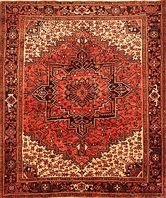 Persian Heriz Red Rectangle 7x9 ft Wool Carpet 20730