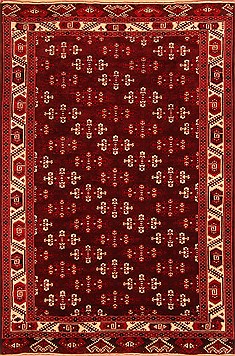 Yamouth Red Hand Knotted 6'8" X 9'10"  Area Rug 100-20733
