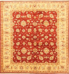 Pakistani Moshk Abad Red Square 5 to 6 ft Wool Carpet 20754