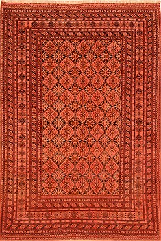 Afghan Kurdi Red Rectangle 7x10 ft Wool Carpet 20773