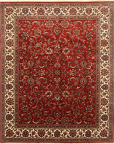 Indian Kashmar Red Rectangle 8x10 ft wool and raised silk Carpet 20796
