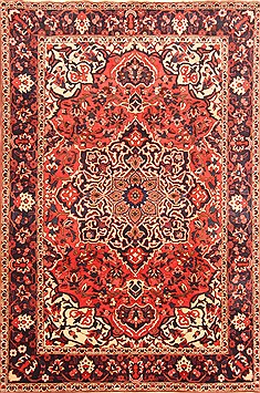 Persian Bakhtiar Red Rectangle 7x10 ft Wool Carpet 20821