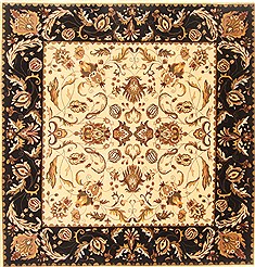Indian Kashmar Beige Square 5 to 6 ft Wool Carpet 20824