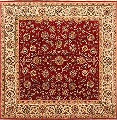 Indian Isfahan Red Square 5 to 6 ft Wool Carpet 20845