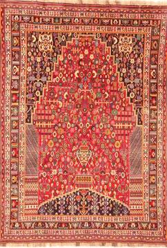Persian Qashqai Red Rectangle 7x9 ft Wool Carpet 20851
