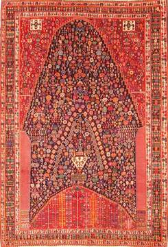 Qashqai Red Hand Knotted 6'9" X 9'10"  Area Rug 100-20865