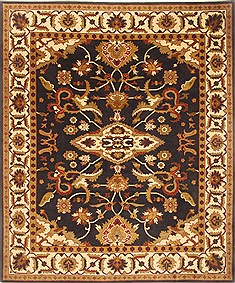 Nepali Sumak Black Rectangle 8x10 ft Wool Carpet 21004