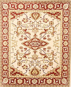 Nepali Sumak Beige Rectangle 8x10 ft Wool Carpet 21011