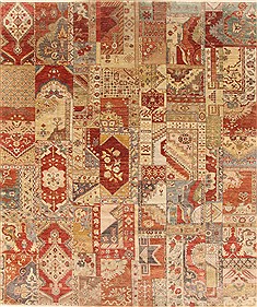 Indian Patchwork Multicolor Rectangle 8x10 ft Wool Carpet 21065