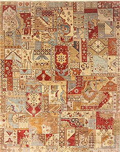 Indian Patchwork Multicolor Rectangle 8x10 ft Wool Carpet 21066