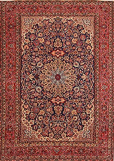 Persian Isfahan Blue Rectangle 8x11 ft Wool Carpet 21187