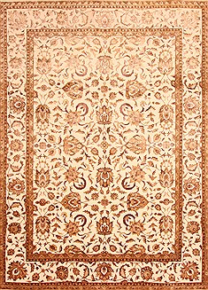 Indian Kashan Beige Rectangle 9x12 ft Wool Carpet 21214