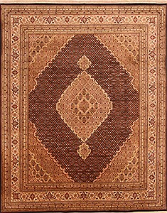 Indian Tabriz Brown Rectangle 8x10 ft Wool Carpet 21248