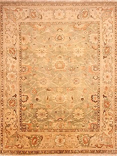 Indian Oushak Green Rectangle 9x12 ft Wool Carpet 21274