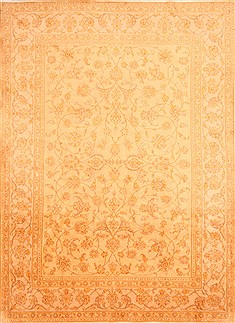 Persian Kashan Yellow Rectangle 8x11 ft Wool Carpet 21366