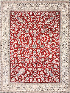 Persian Nain Red Rectangle 10x13 ft Wool Carpet 21391