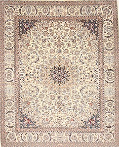 Persian Nain White Rectangle 10x13 ft Wool Carpet 21402