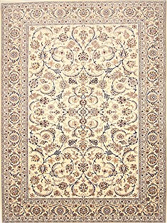 Persian Nain White Rectangle 10x13 ft Wool Carpet 21404