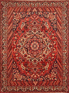 Persian Bakhtiar Red Rectangle 8x11 ft Wool Carpet 21429