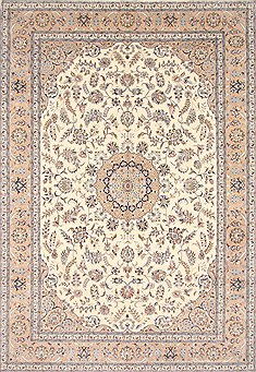 Indian Nain White Rectangle 10x14 ft Wool Carpet 21442